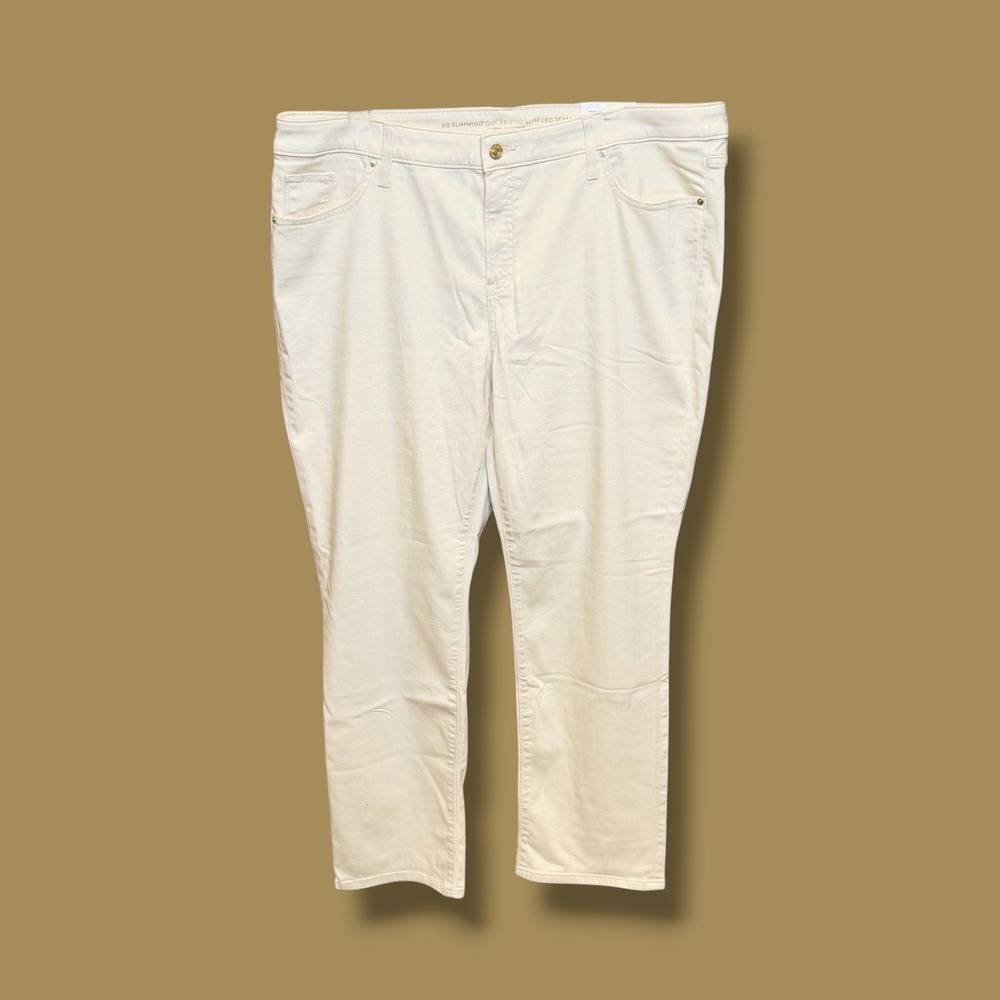 Chico's So Slimming Girlfriend Slim Leg Jean Womens Cream Stretch Classic 18/3.5